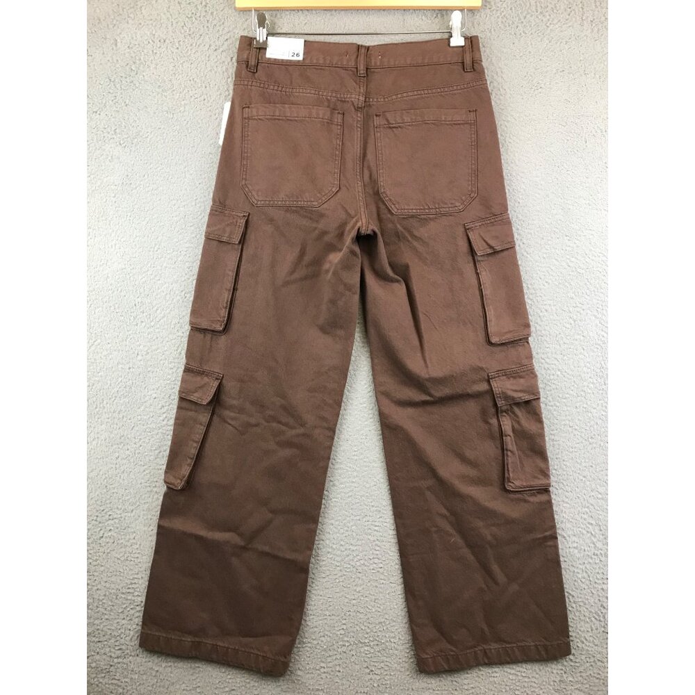 New Pac Sun Baggy 90s‎ Cargo Utility Pants Brown wide leg size 26 - Picture 2 of 16